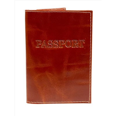 Обложка на паспорта из натуральной кожи, цвет коричнево-рыжий