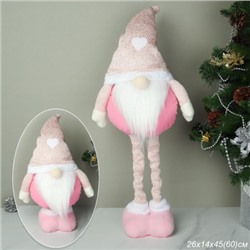 Новогоднее украшение Гном на телескопических ножках 45/60 см розовый / SH026 /уп 48/