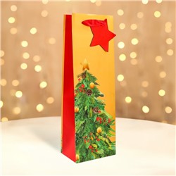 Пакет подарочный новогодний под бутылку, упаковка «Дивная ёлка», 12×36×8.5 см
