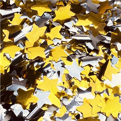 Пневмохлопушка CM011 "Звезды вечеринки" / Party stars (золотые и серебряные звездочки, фольга) 30см