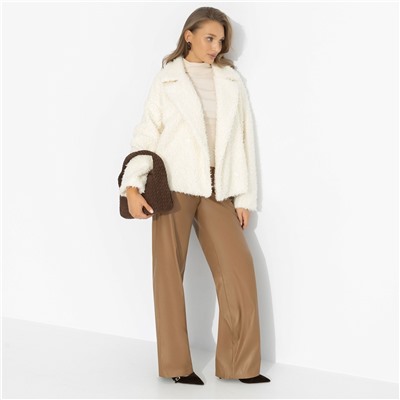 Полупальто с карманами, Слишком заметна (белый шоколад, oversize, 50-56)