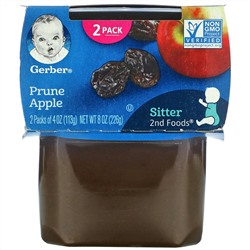 Gerber, Prune Apple, Sitter, 2 Pack, 4 oz (113 g) Each