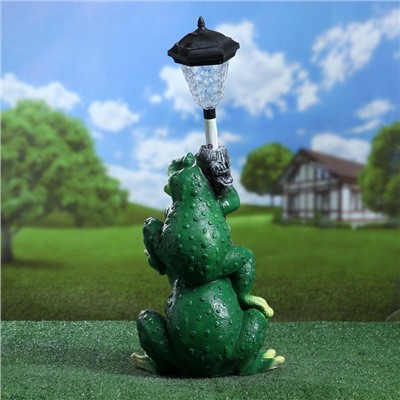 Садовая фигура - фонарь из полистоуна «Лягушата с фонарём», 24.5×19.5×57 см
