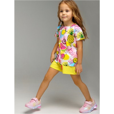 Комплект трикотажный для девочек: фуфайка (футболка), шорты