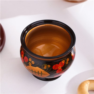 Солонка с крышкой «Ягодка», 7×6 см, хохлома, дерево