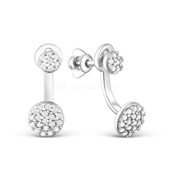 Серьги-пусеты из серебра с фианитами родированные 925 пробы С-7294р200