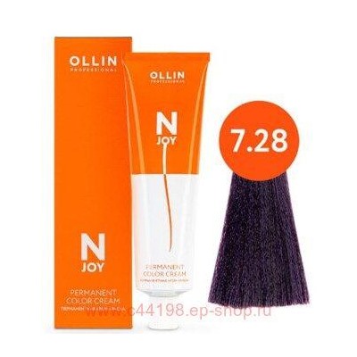 OLLIN "N-JOY" 7/28 - русый фиолетово-синий, перманентная крем-краска для волос 100мл