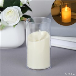 Свеча светодиодная подвижный фитиль в подсвечнике 10 см / VFR-22 /уп 12/360/