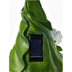 Садовая фигура из полистоуна «Гном с цветочком», 31.5×20×17 см, с подсветкой