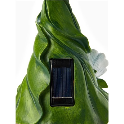 Садовая фигура из полистоуна «Гном с цветочком», 31.5×20×17 см, с подсветкой