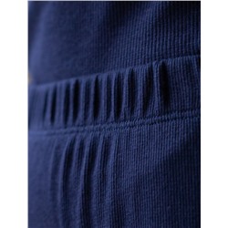 Укороченные брюки с поясом на резинке из фактурного трикотажа в рубчик с вышивкой