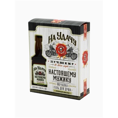 УЦЕНКА Набор «На удачу», гель для душа во флаконе виски, 250 мл и мочалка