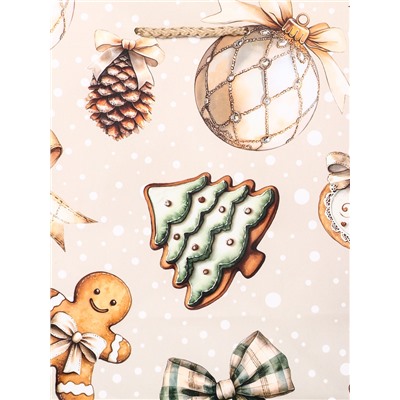 Пакет подарочный новогодний ламинированный, «Дед Мороз в лесу», 18×10×22.3 см