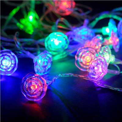 Гирлянда елочная "Цветочки" разноцветная 5м