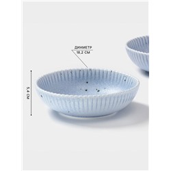 Тарелки глубокие Доляна «Коралл», 700 мл, d=18.2 см, набор 2 шт., фарфор, голубые
