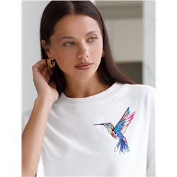 Футболка из тонкого эластичного футера со шнуром внизу