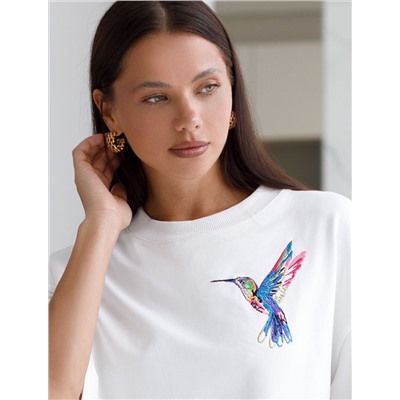 Футболка из тонкого эластичного футера со шнуром внизу