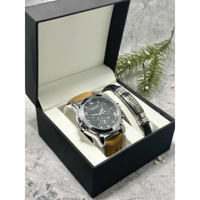 Подарочный набор для мужчины часы и браслет + коробка #22862672
