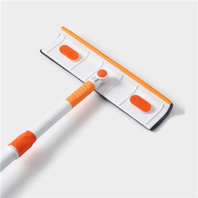 Щётка для окон Raccoon, фиксатор, стальная телескопическая ручка 93(137) см, насадка из микрофибры 28×7 см