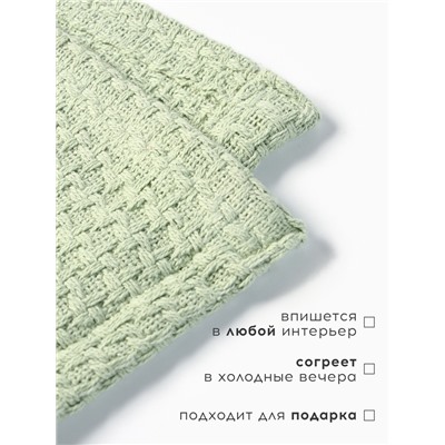 Плед «Этель» Waffle, 220×240 см, оливковый, 340 г/м²