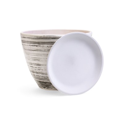 Горшок для цветов «День », 8 л, d=30 см, h=23 см, с поддоном, керамика, белый