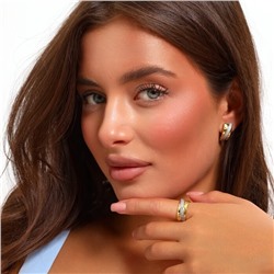 Комплект ювелирной бижутерии Итальянское золото (покрытие желтое 14к) серьги и кольцо 19 р, вставка: фианиты, цвет: прозрачный, арт.217.331-19