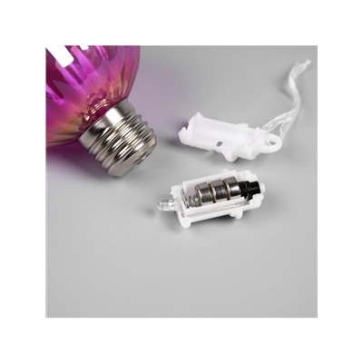 Набор ёлочных шаров «Розовые грани», 3 шт., d=7 см, 3 LED, от батареек AG13×9, свечение тёплое белое