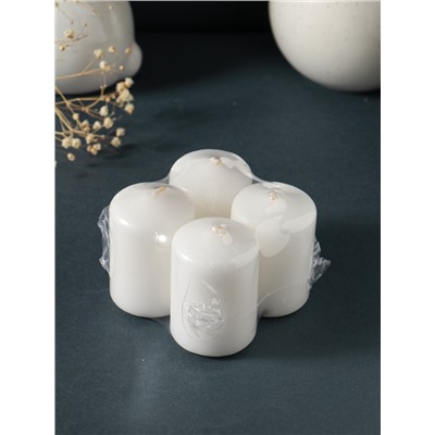 Набор: свеча - цилиндр 4×6 см, 70 г, 4 шт., белый