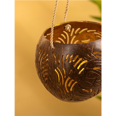 Подсвечник подвесной из кокоса, 9-12 см, коричневый