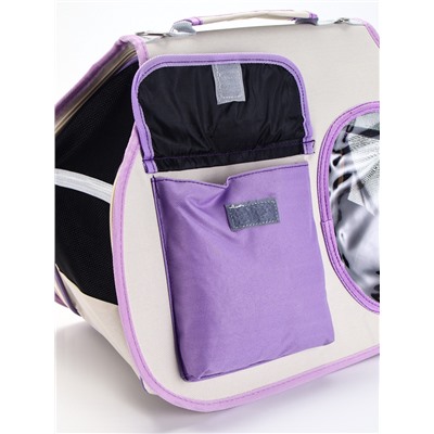 Сумка-переноска с органайзером и окном, 45×24×34 см, бело-сиреневая