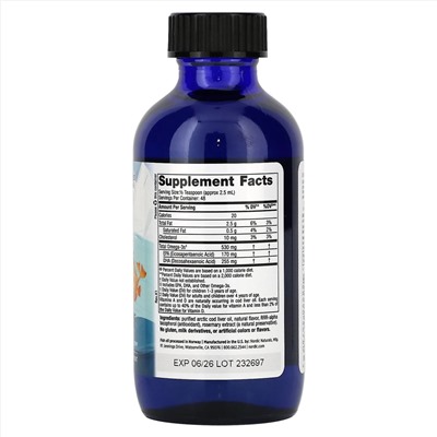 Nordic Naturals, ДГК для детей от 1 до 6 лет, со вкусом клубники, 530 мг, 119 мл (4 жидк. унции)