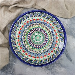 Ляган узбекский Риштанская керамика «Узоры», для плова, d=36 см, синий