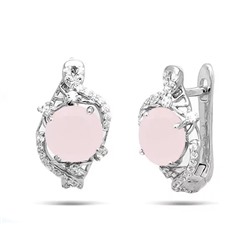 Серьги из серебра розовый кварц, МЦВ013