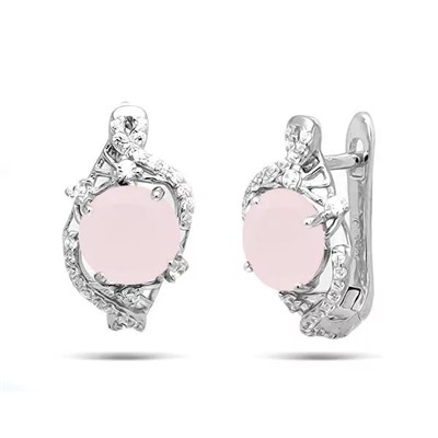 Серьги из серебра розовый кварц, МЦВ013