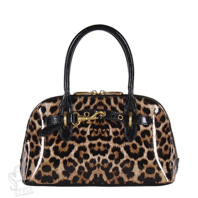 Сумка женская кожаная 6118Q leopard apricot Polina&Eiterou