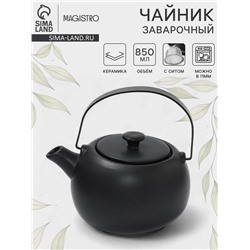 Чайник заварочный Magistro Black Swan, с ситом, 850 мл, керамика, чёрный