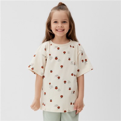 Футболка для девочки KAFTAN: Oranges, бежевая, размер 36, рост 134-140 см