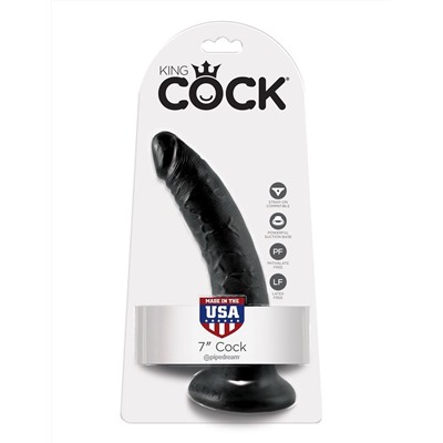 Чёрный фаллоимитатор с присоской 7  Cock - 17,8 см.