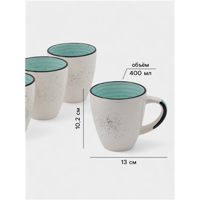 Набор кружек Доляна Nature, 4 шт., 400 мл, керамика, голубые