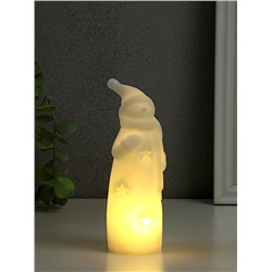 Фигурка светящаяся RISALUX «Снеговик в колпаке», LED-ночник, 3×AG10, белый, 4.8×4.8×15 см