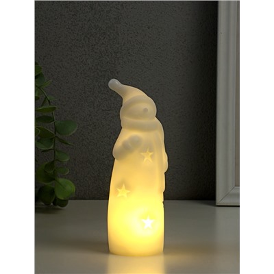 Фигурка светящаяся RISALUX «Снеговик в колпаке», LED-ночник, 3×AG10, белый, 4.8×4.8×15 см