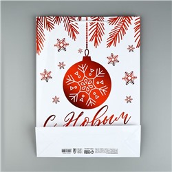 Пакет подарочный новогодний ламинированный «С Новым годом», L 28×38×9 см