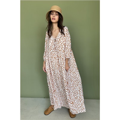 Платье женское  MOON085/05/Молочный, коричневый