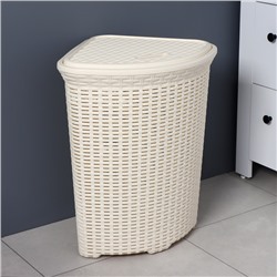 Корзина для белья угловая с крышкой «Ротанг», 60 л, 40.5×40.5×57 см, слоновая кость