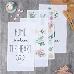 Набор полотенец кухонный «Доляна» Garden life, размер 35×60 см-4 шт., 100% хлопок
