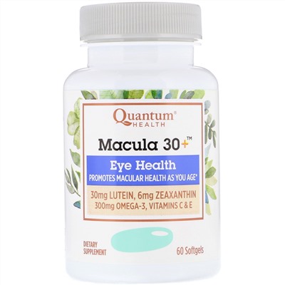 Quantum Health, Macula 30+, здоровье глаз, 60 мягких таблеток