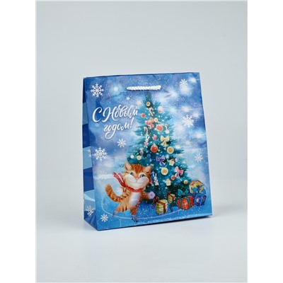 УЦЕНКА Пакет подарочный ламинированный новогодний «Новый год», ML 21×25×8 см, МИКС