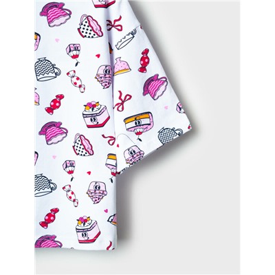 Комплект трикотажный для девочек: фуфайка (футболка), шорты