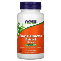 Now Foods, Экстракт пальмы сереноа, 160 мг, 120 желатиновых капсул