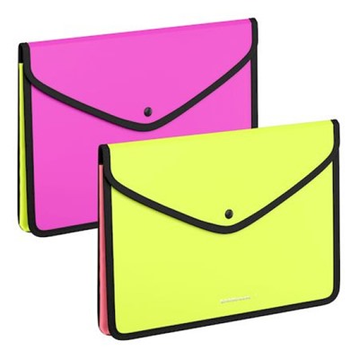 Папка с кнопкой  А4+ обшитая, с текстильной вставкой 55418 Matt Neon ErichKrause